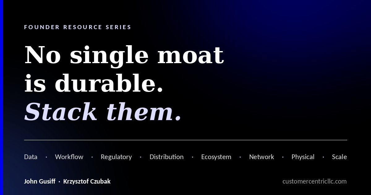 No single moat is durable. Stack them. — a founder's guide to defensibility in the AI era